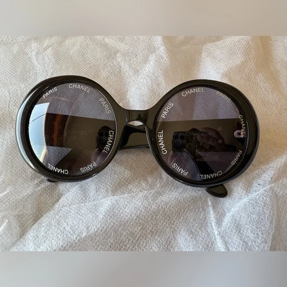 Vintage Chanel round sunglasses black frames purple lens - Picture 4 of 13